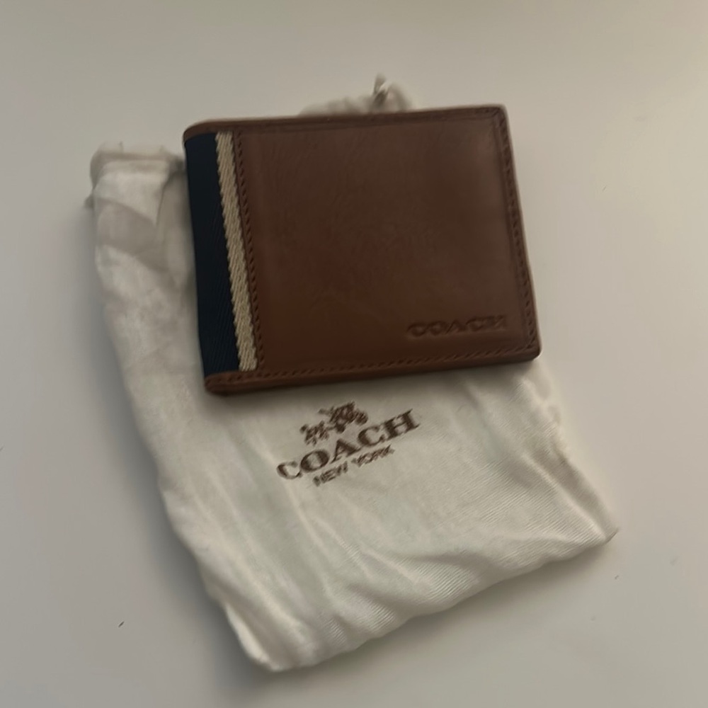 Coach Brown and Blue Men's Wallet